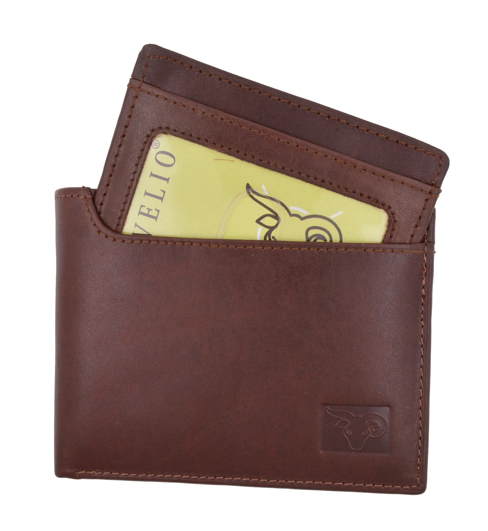 Cavelio Genuine High Quality Leather Mens Bifold Wallet with Removable ID Card Holder 730534