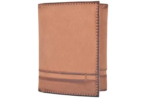 Cazoro Genuine Leather Mens RFID Blocking Slim Trifold Wallet 8 Cards 1 ID Window 2 Bill Pockets