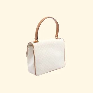 Celine Macadam Handbag PVC Leather White Light Brown Carriage Fittings