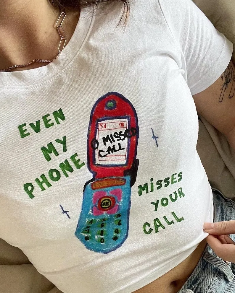 Cell Phone Stylish Graphic White Tee