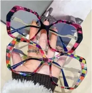 Checkered Diamond Shape Eyeglasses