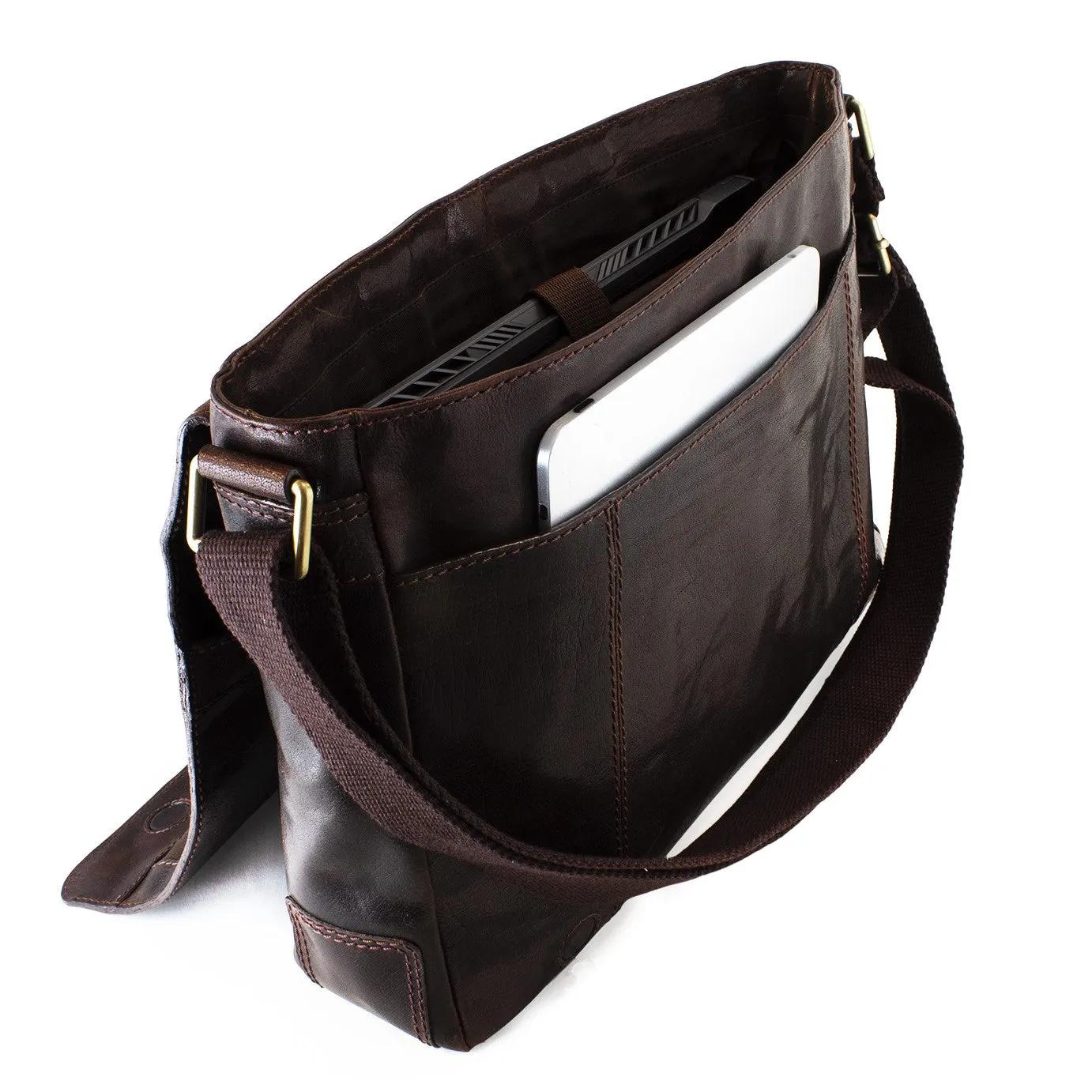 Cheyenne Hand-Stained Water Buffalo Messenger Bag