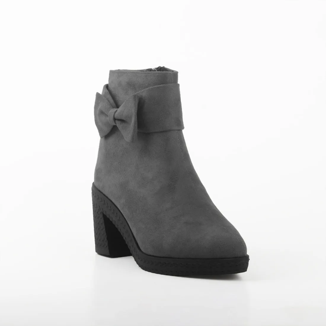 Chic Bow Booties Grey