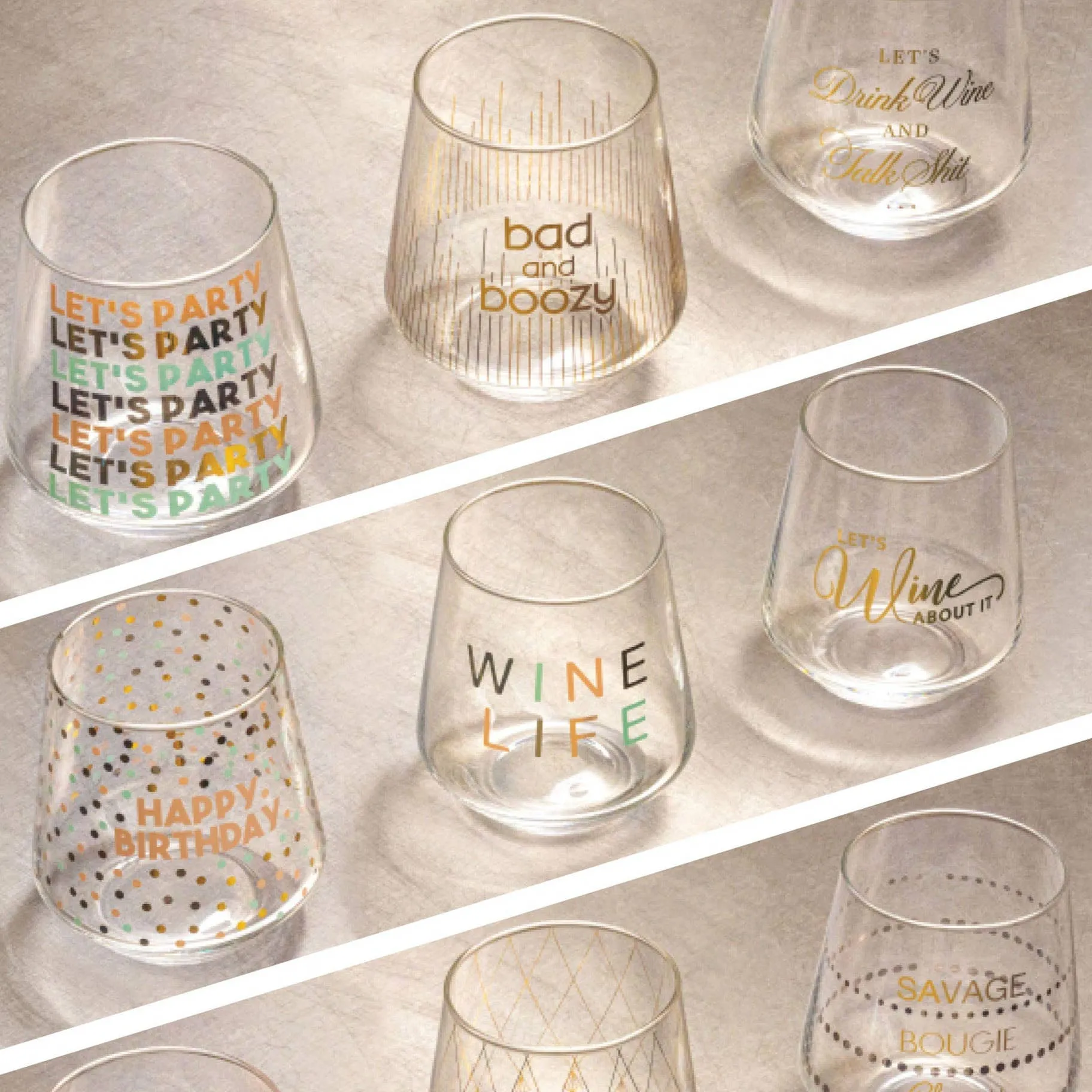 Chic Stemless Wine Glass