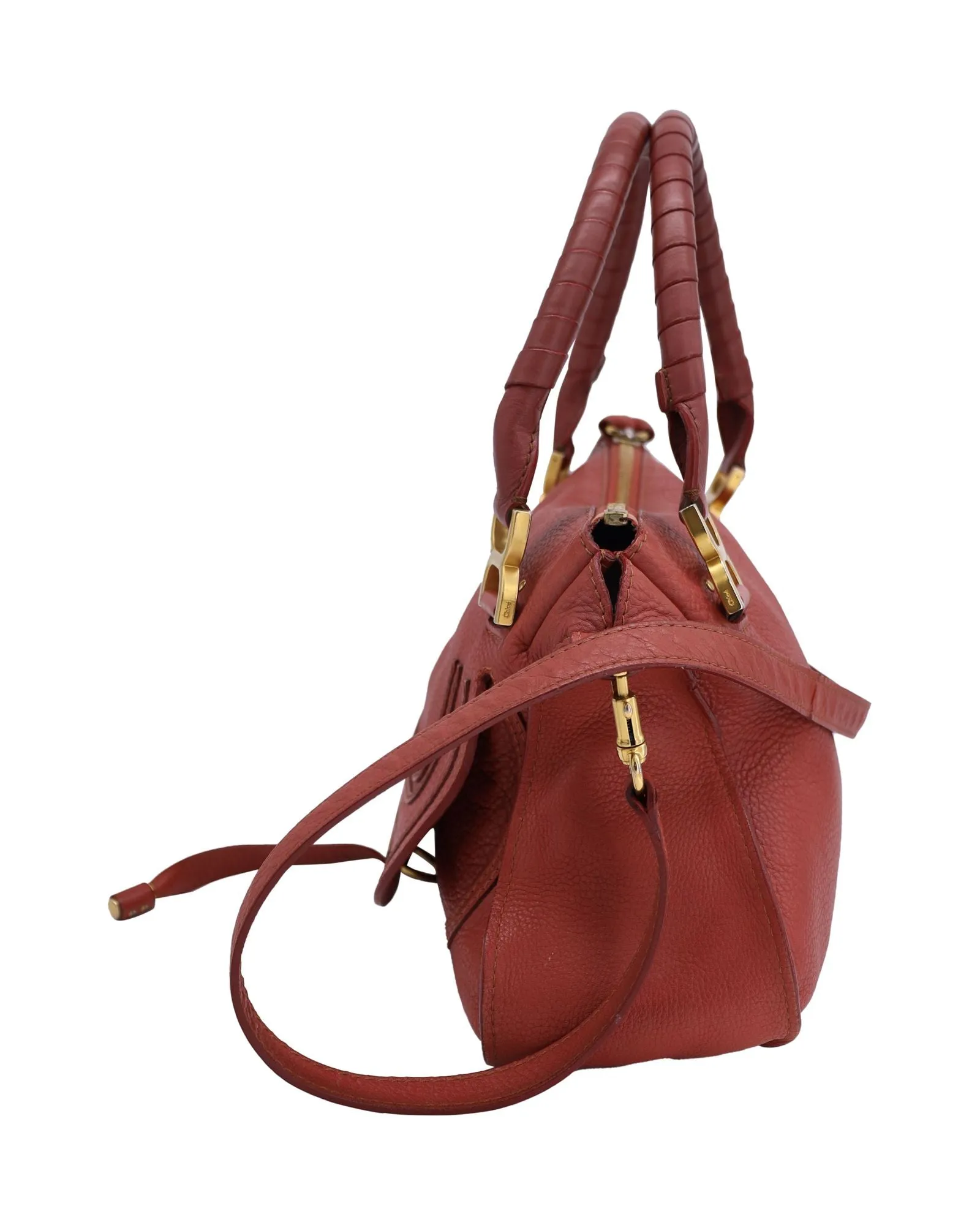 Chloe Marcie Medium Handbag in Red Calfskin Leather