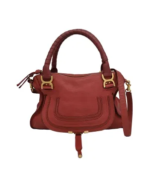 Chloe Marcie Medium Handbag in Red Calfskin Leather