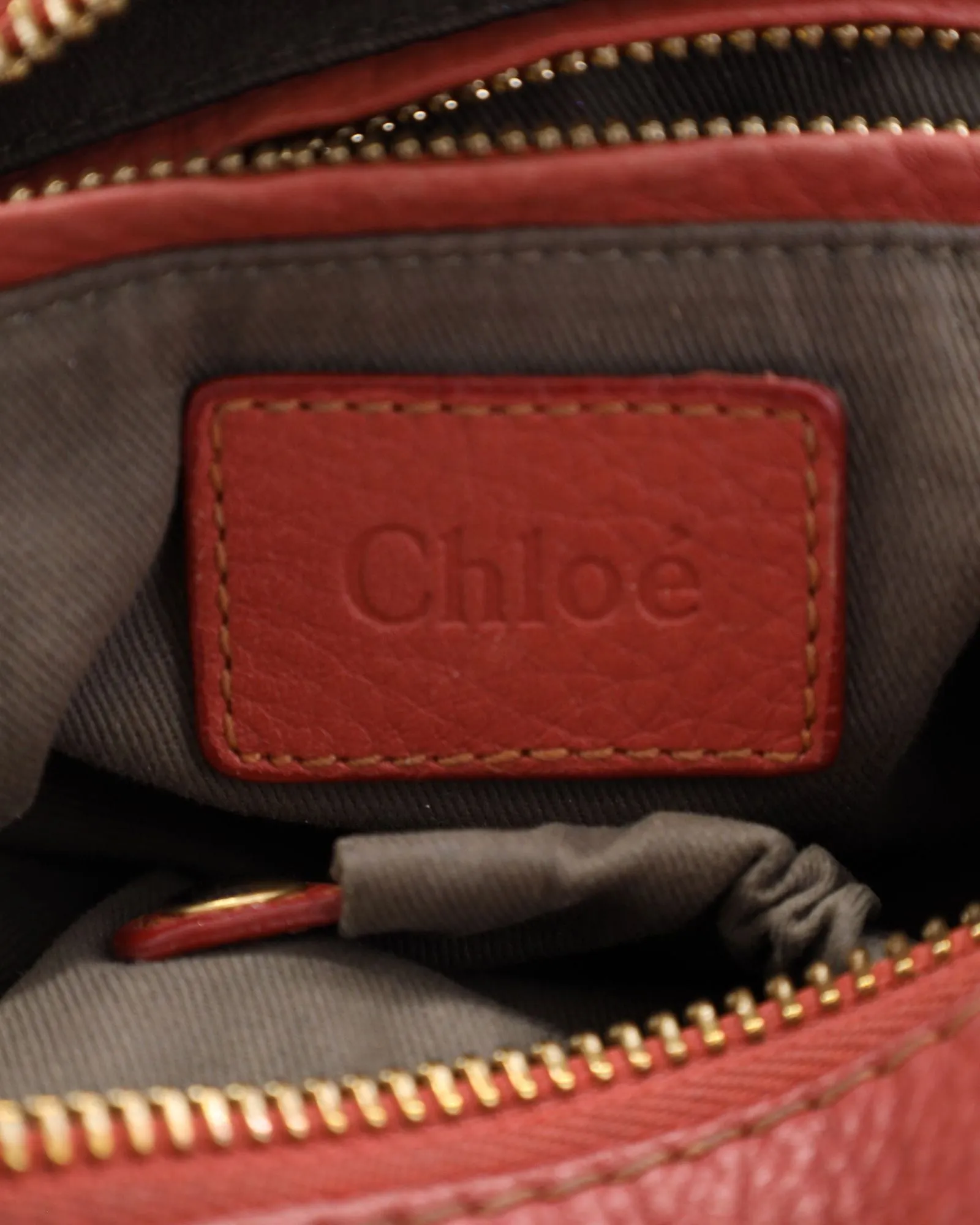 Chloe Marcie Medium Handbag in Red Calfskin Leather