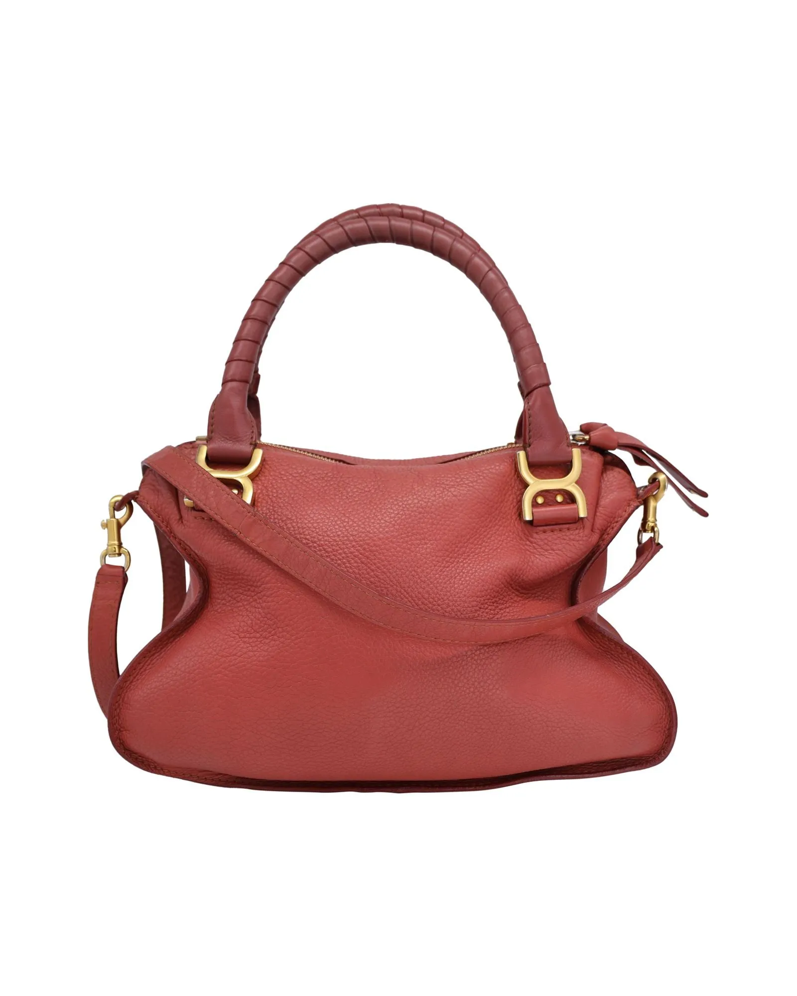 Chloe Marcie Medium Handbag in Red Calfskin Leather