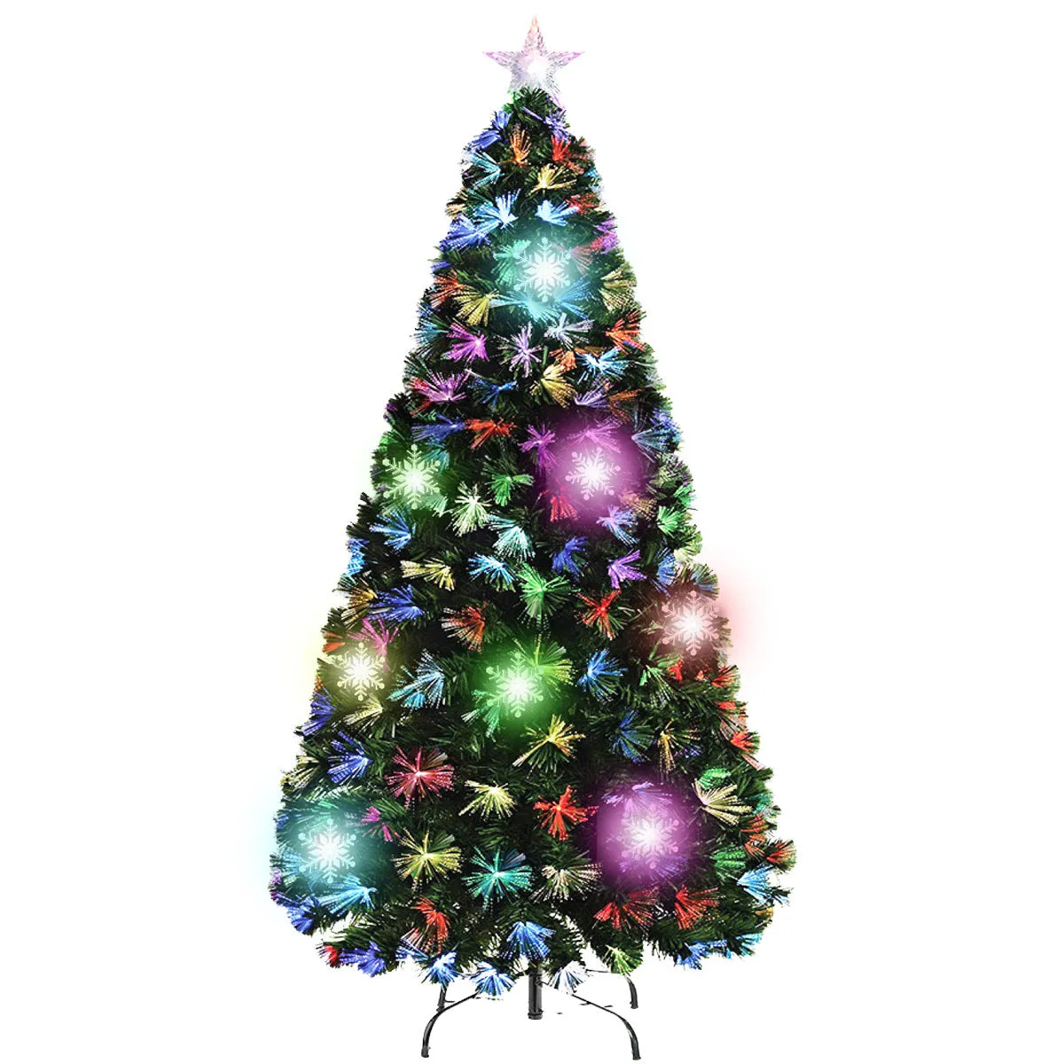 Christmas By Sas 1.8m Fibre Optic/LED Christmas Tree 210 Tips Multicolour Star & Ornaments