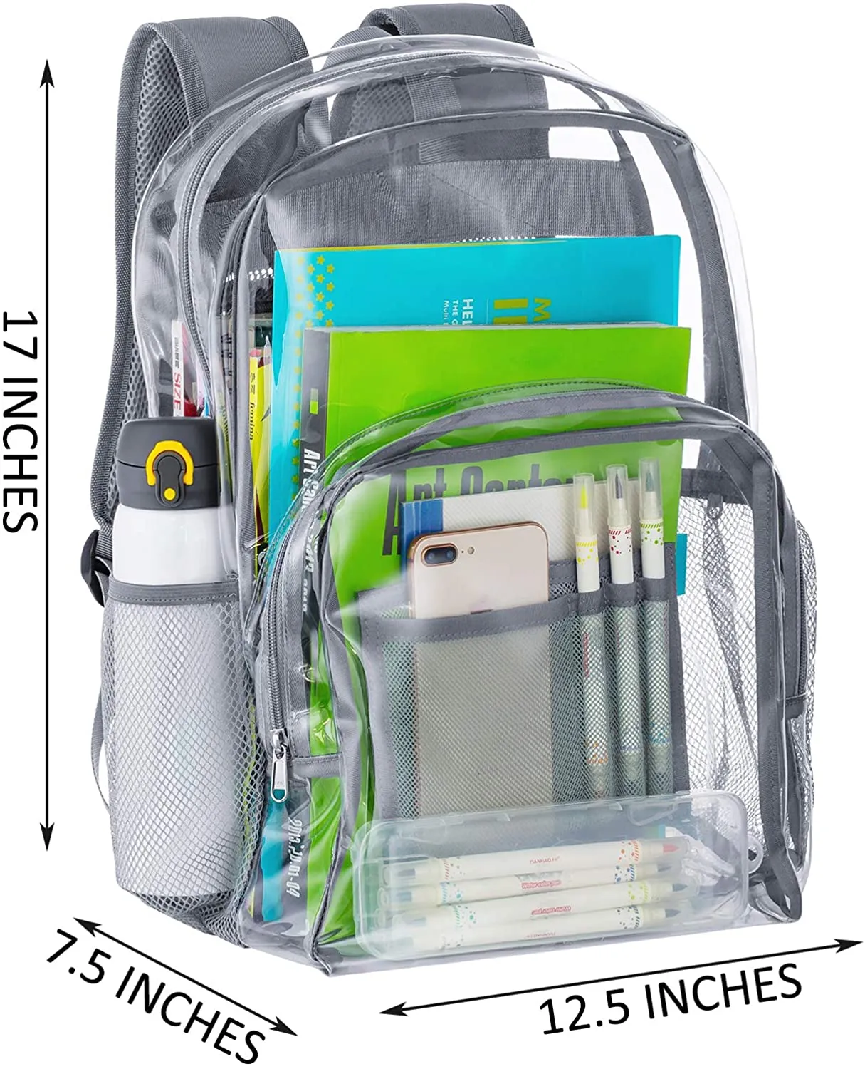 Classic Designs Grey Durable Heavy Duty Clear Backpack