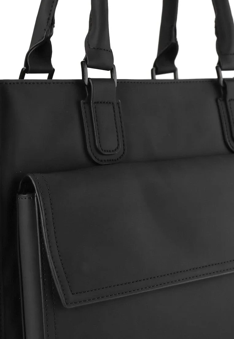 Coated Dry League Flap Laptop Bag - Black