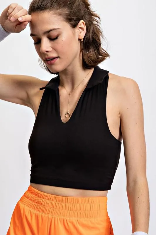 Collared Crop Top