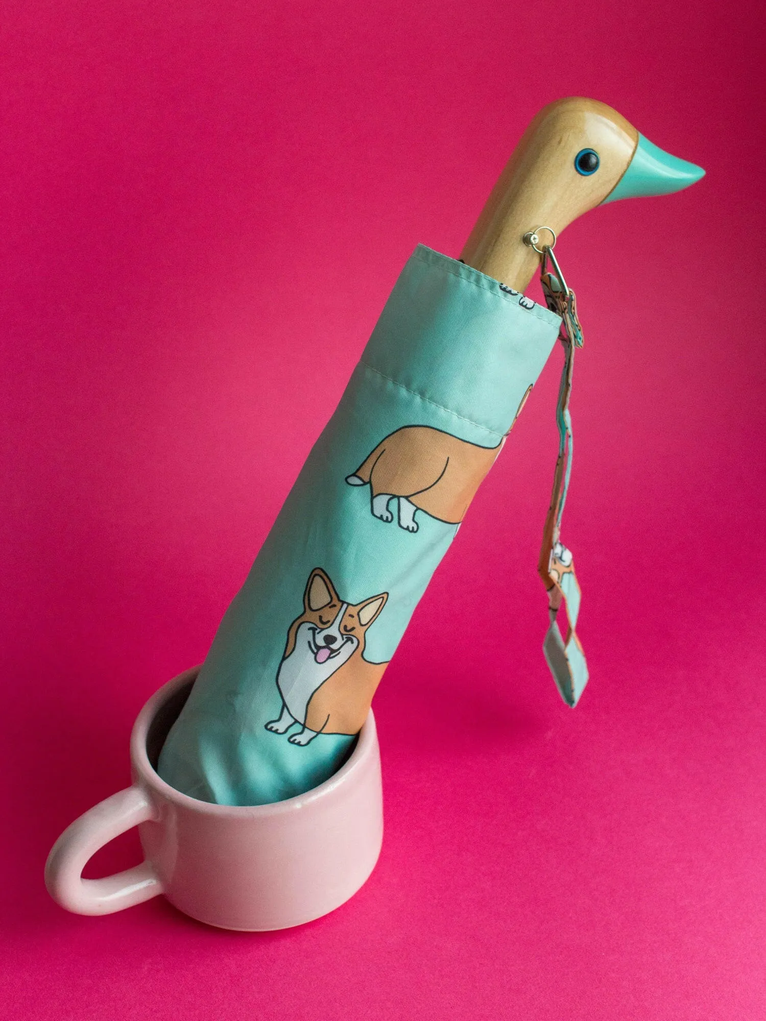 Corgi Mint Eco-friendly Compact Duck Umbrella