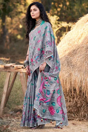 Cotton Gorgeous Printed Casual Grey Saree