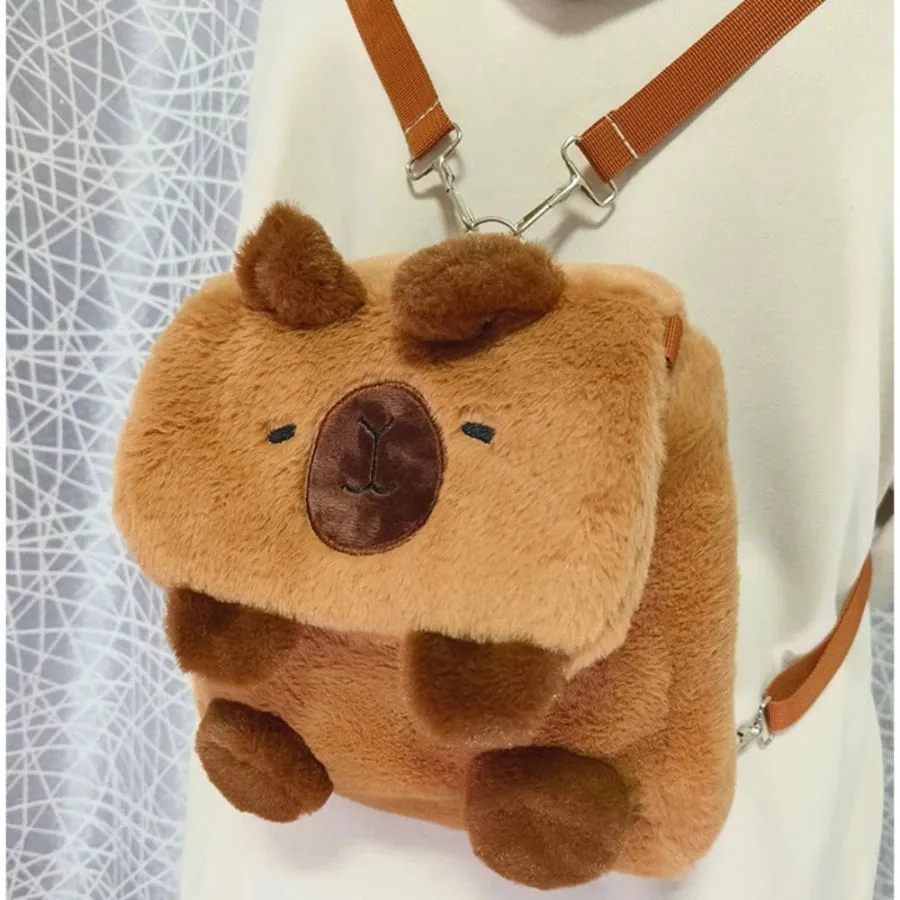 Cute Capybara Plush Kids Backpack - Adorable Mini Stuffed Knapsack