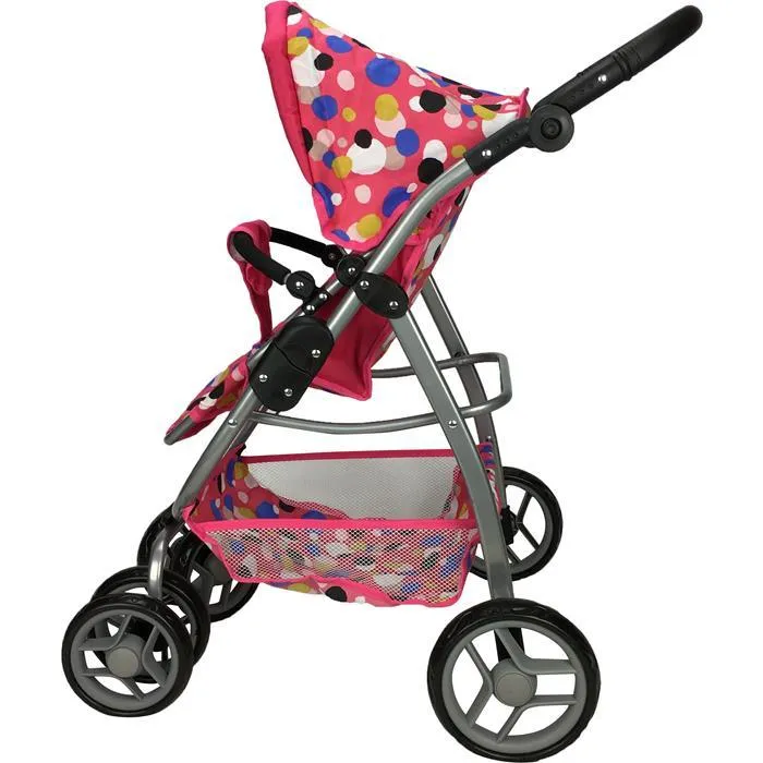 Deluxe Doll Pram with Carry Cot - Polka Dots