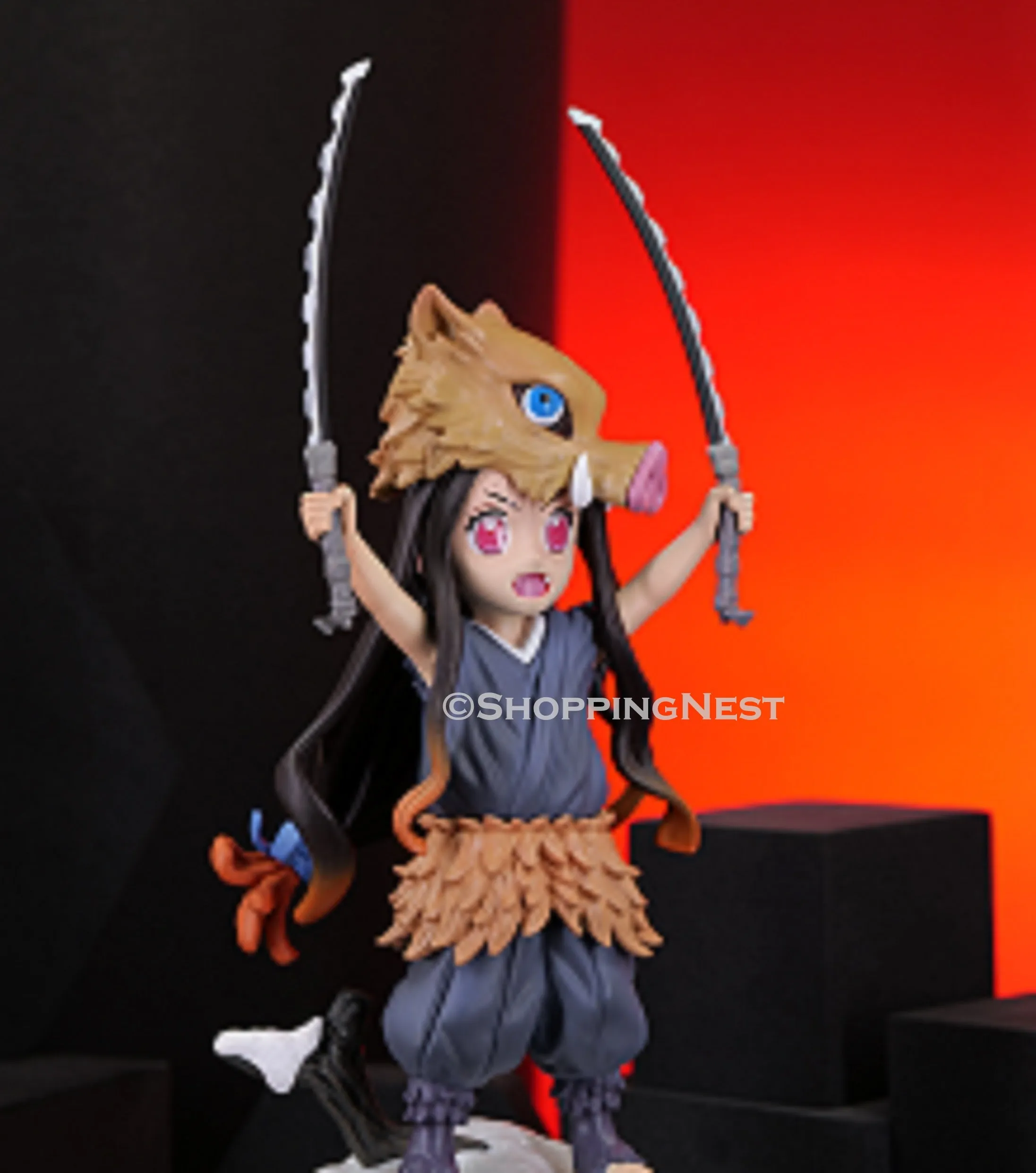 Demon Slayer Nezuko With Inosuke Cosplay Action Figure  | 19.5 Cms |