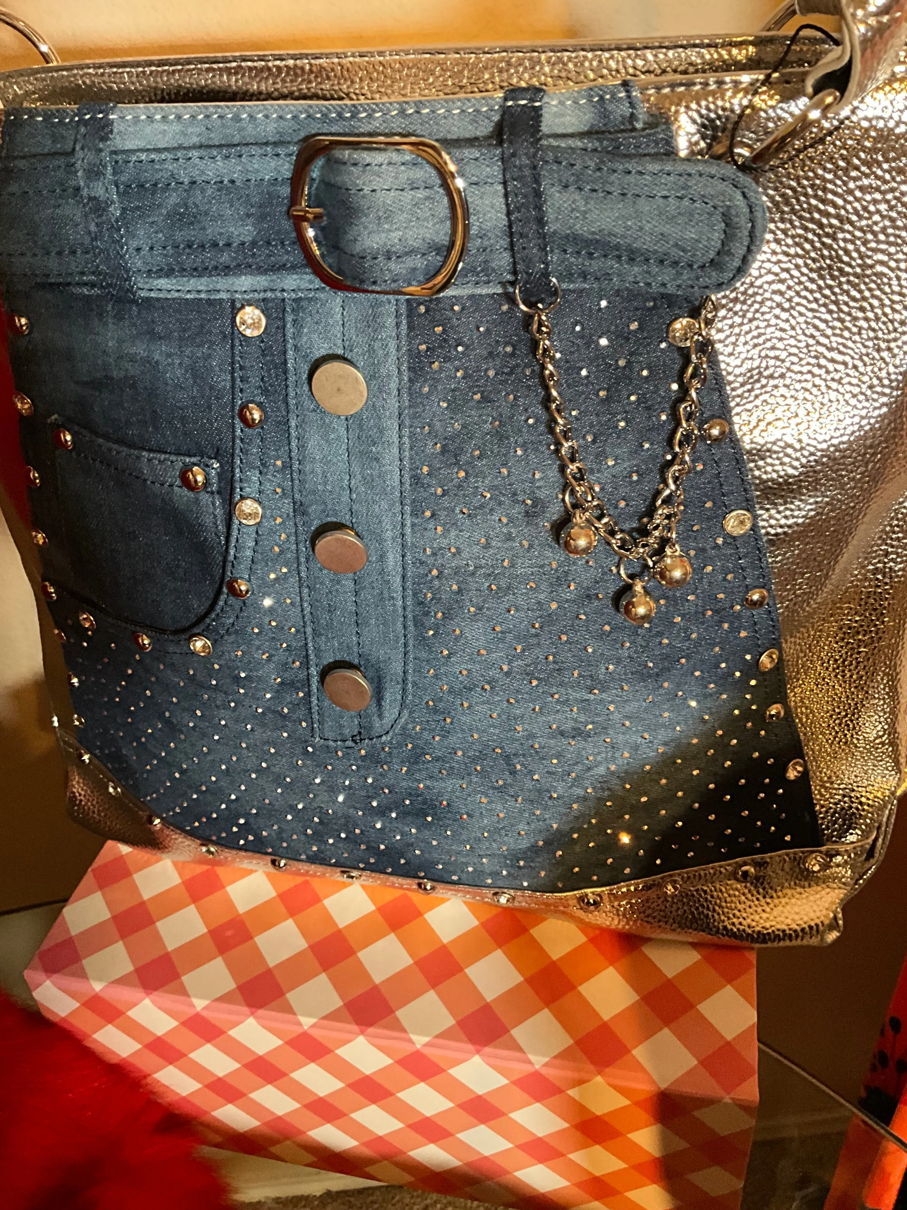 Denim Dazzle Blingy Handbag