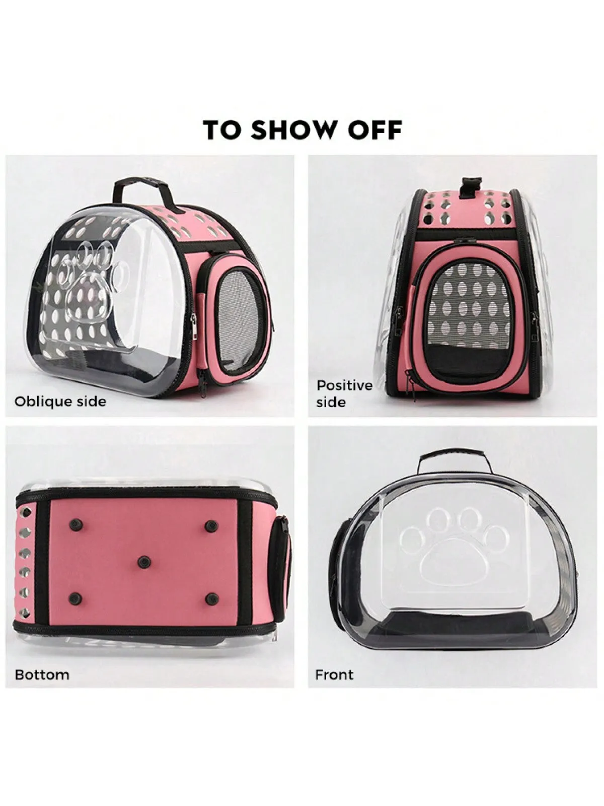 Diagonal Pet Bag Breathable Portable Pet Bag Cat Backpack Folding Transparent Cat Bag