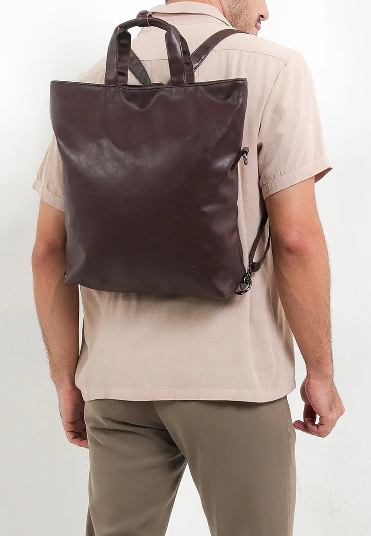 Distressed Leather Hitch Totepack - Dark Brown