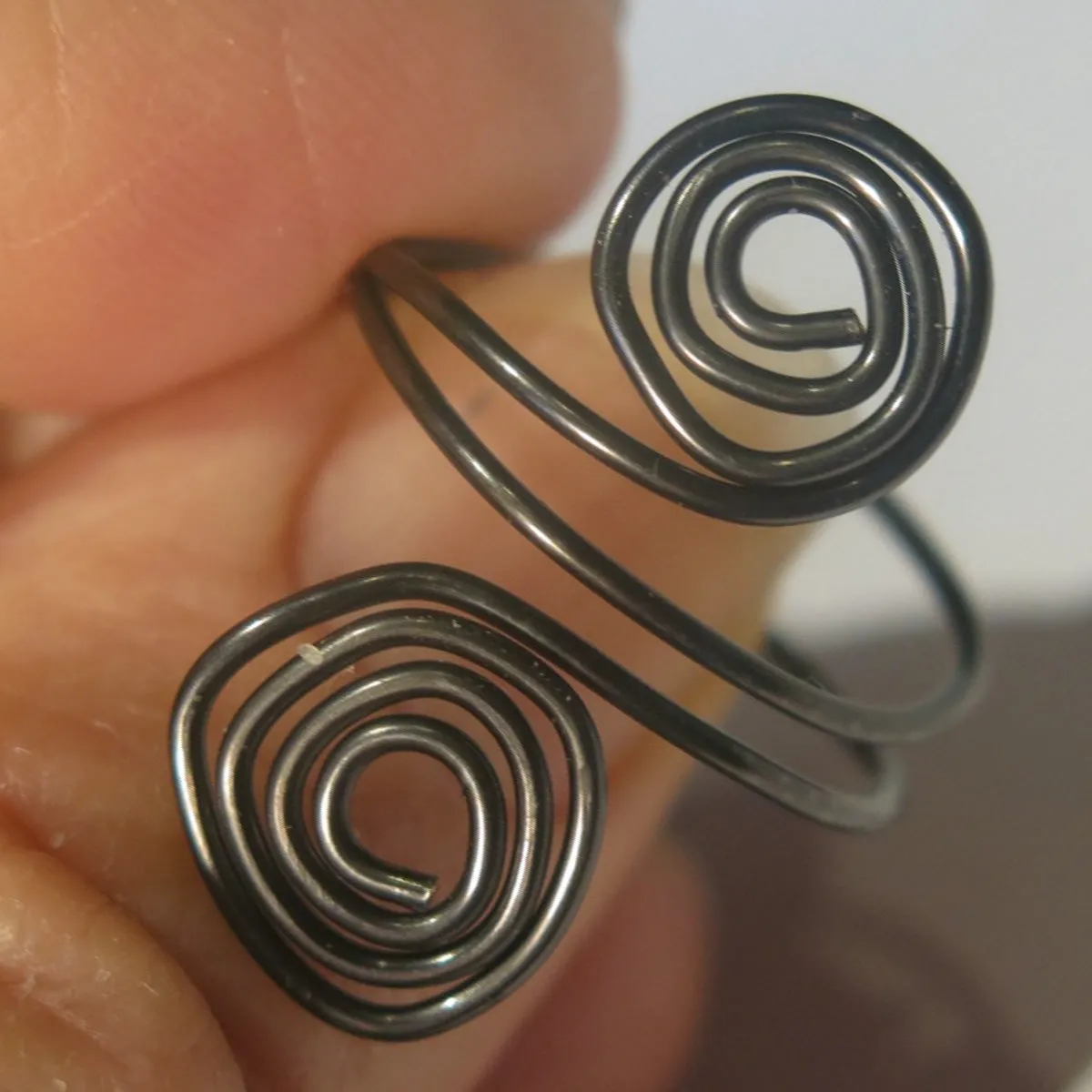 Double Spirals Adjustable Wire Ring (click for other colors & sizes)