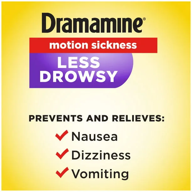 Dramamine All Day Less Drowsy, Motion Sickness Relief, 8 Count