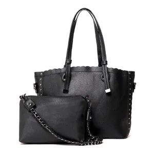 Dreubea Women's Leather With inner HandBag -Black