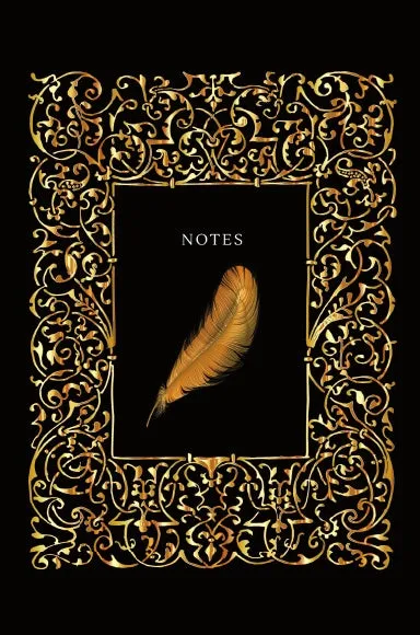 Elegant Black and Gold Feather Notebook