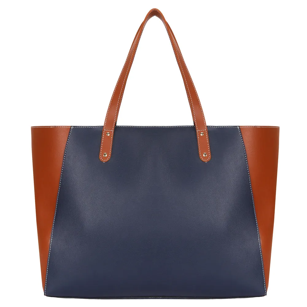 Elegant Blue Tan Handbag Perfect For Women & Girls