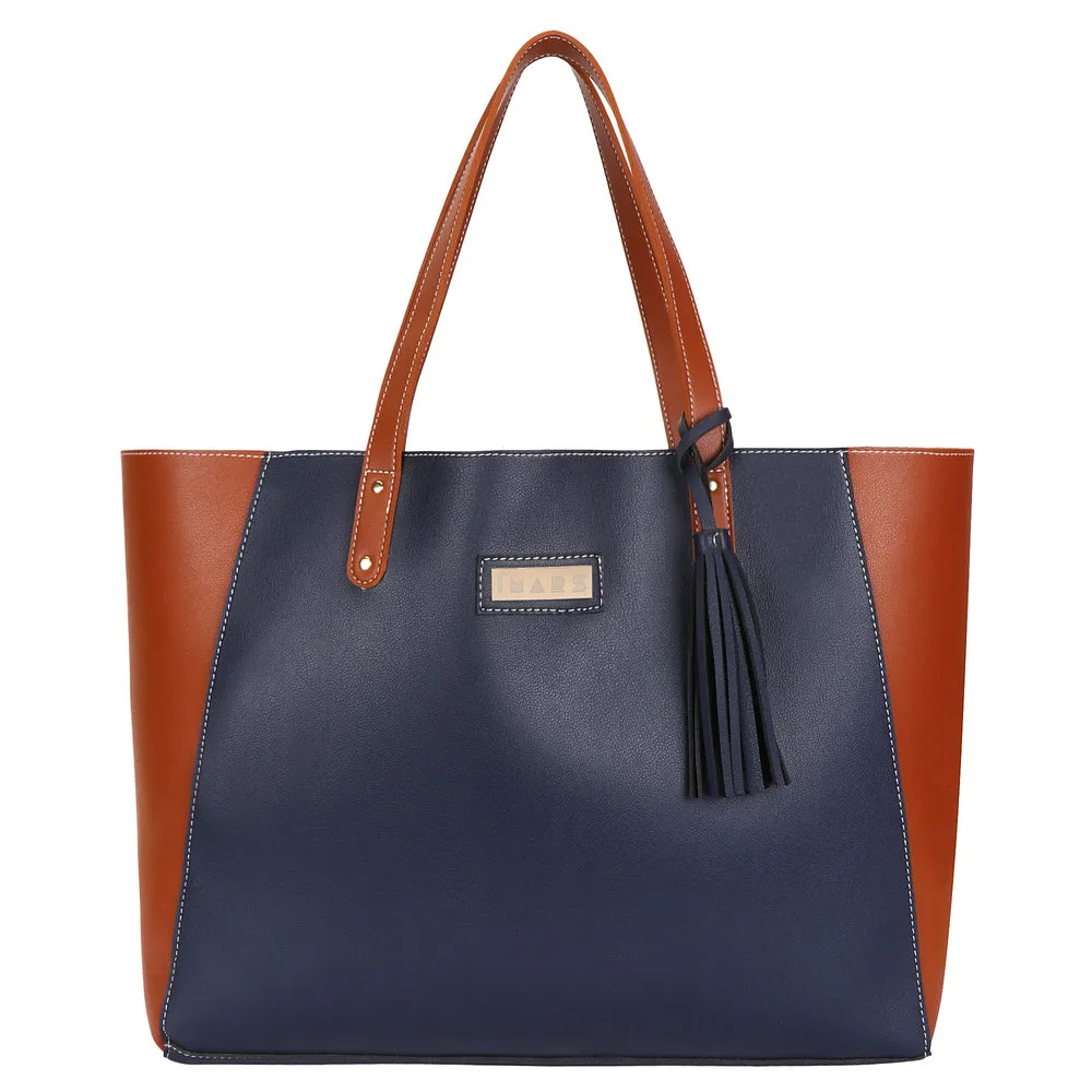 Elegant Blue Tan Handbag Perfect For Women & Girls