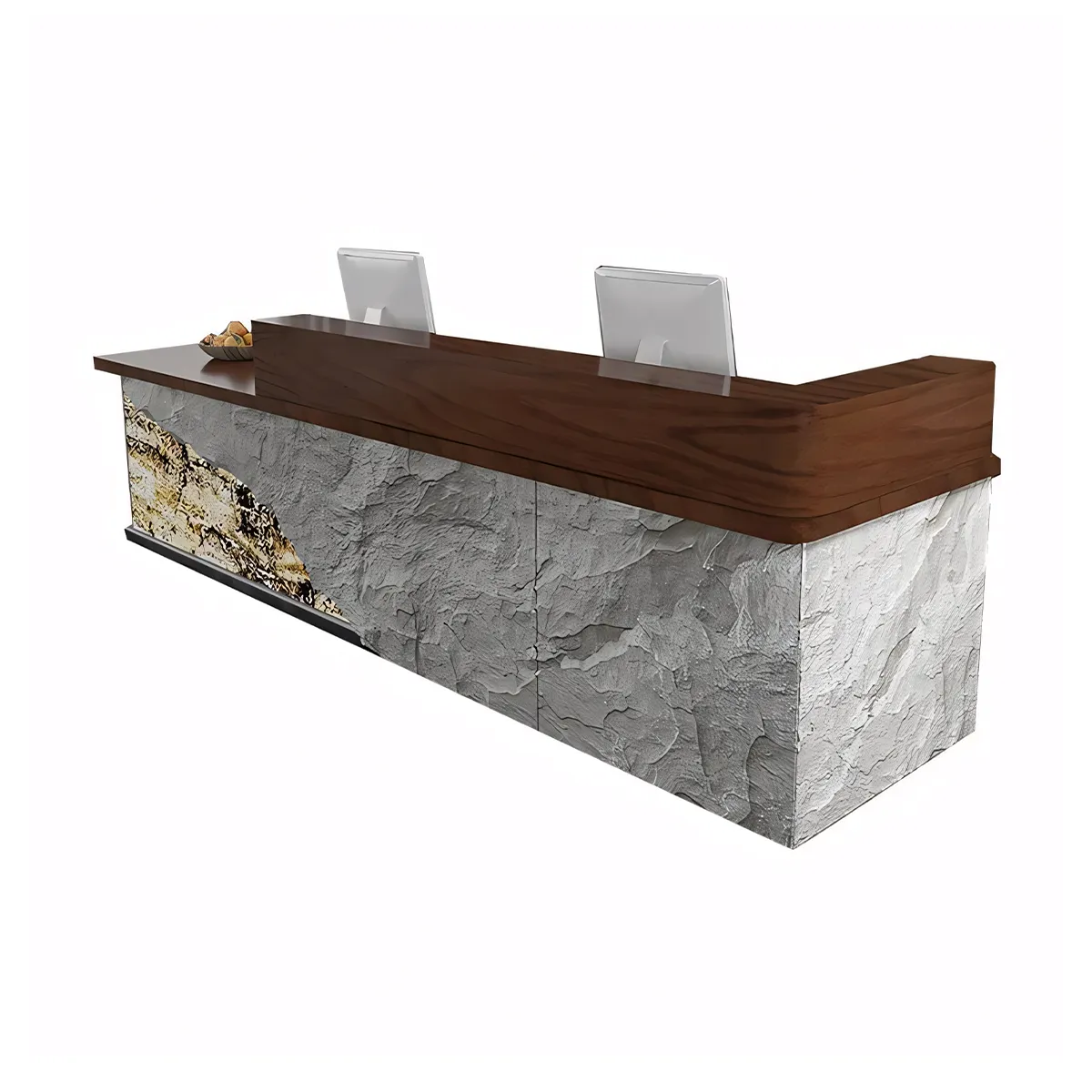 Faux Stone Vintage Cashier's Desk Tavern Reception Desk