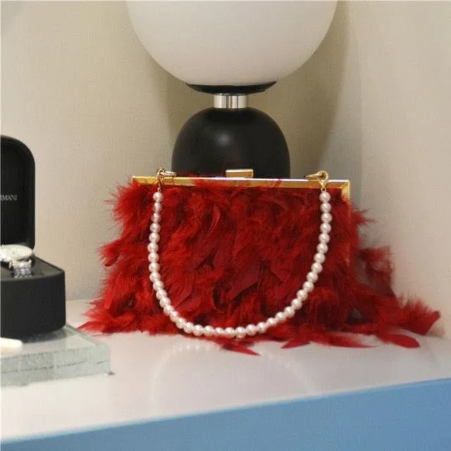 Feathers and Pearls Handbag