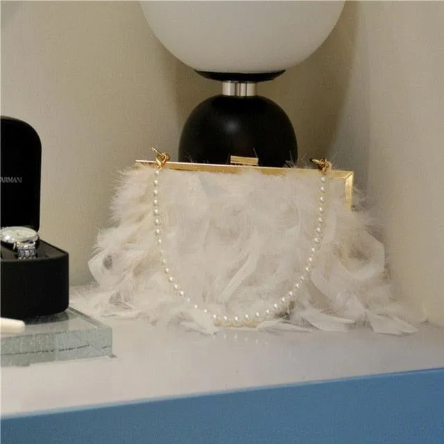 Feathers and Pearls Handbag