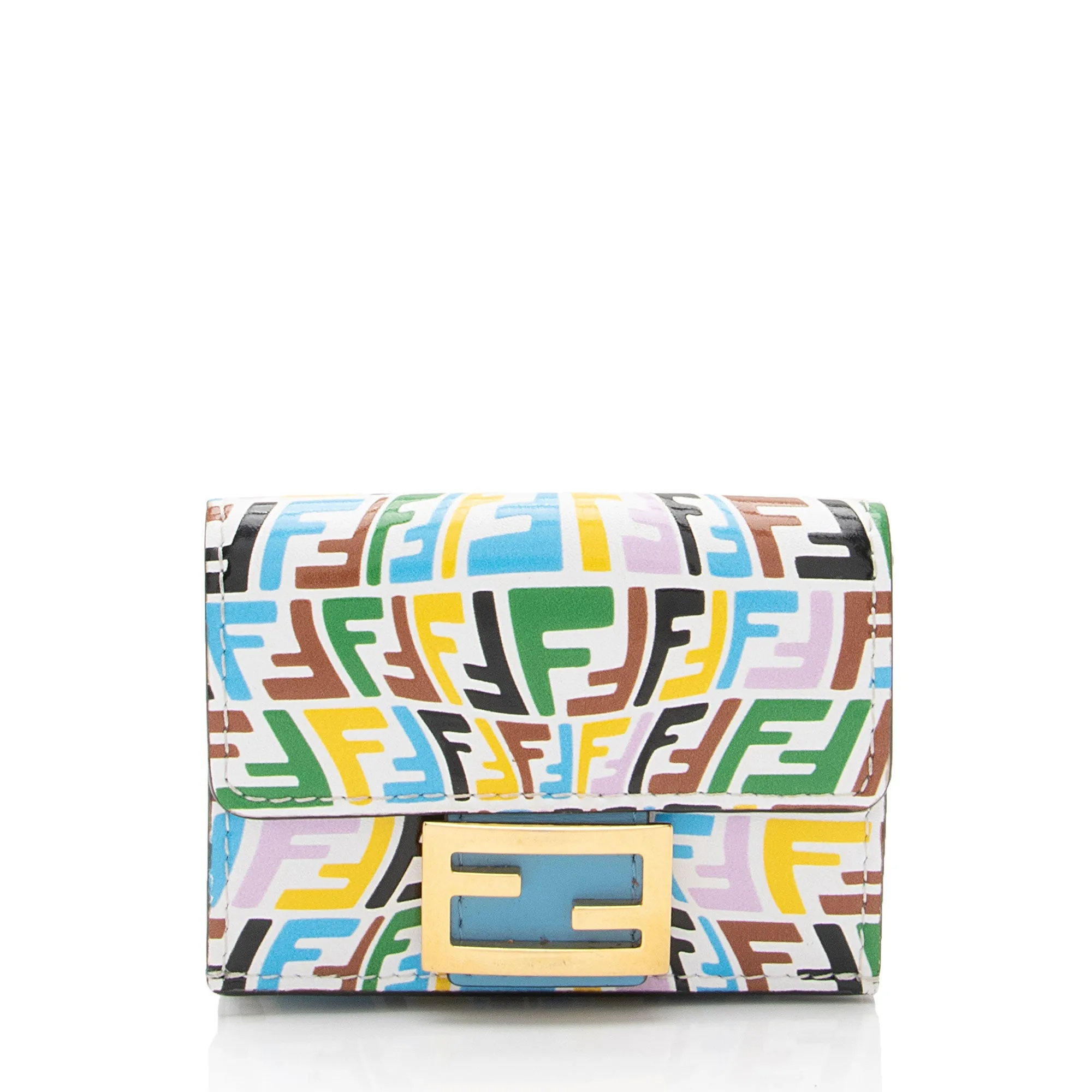 Fendi x Sara Coleman Leather FF Vertigo 1997 Trifold Wallet