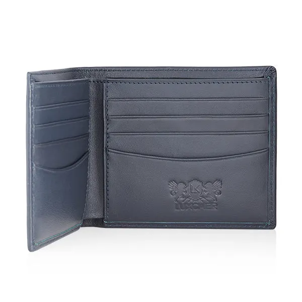 Full grain leather wallet in blue - 8 card slot