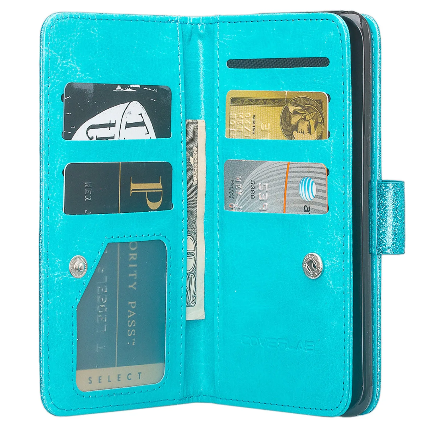 Galaxy S9 Plus Case, Samsung Galaxy S9 Plus Case, Glitter Faux Leather Flip Credit Card Holder Wrist Strap Shockproof Protective Wallet Case Clutch for Samsung Galaxy S9 Plus - Teal