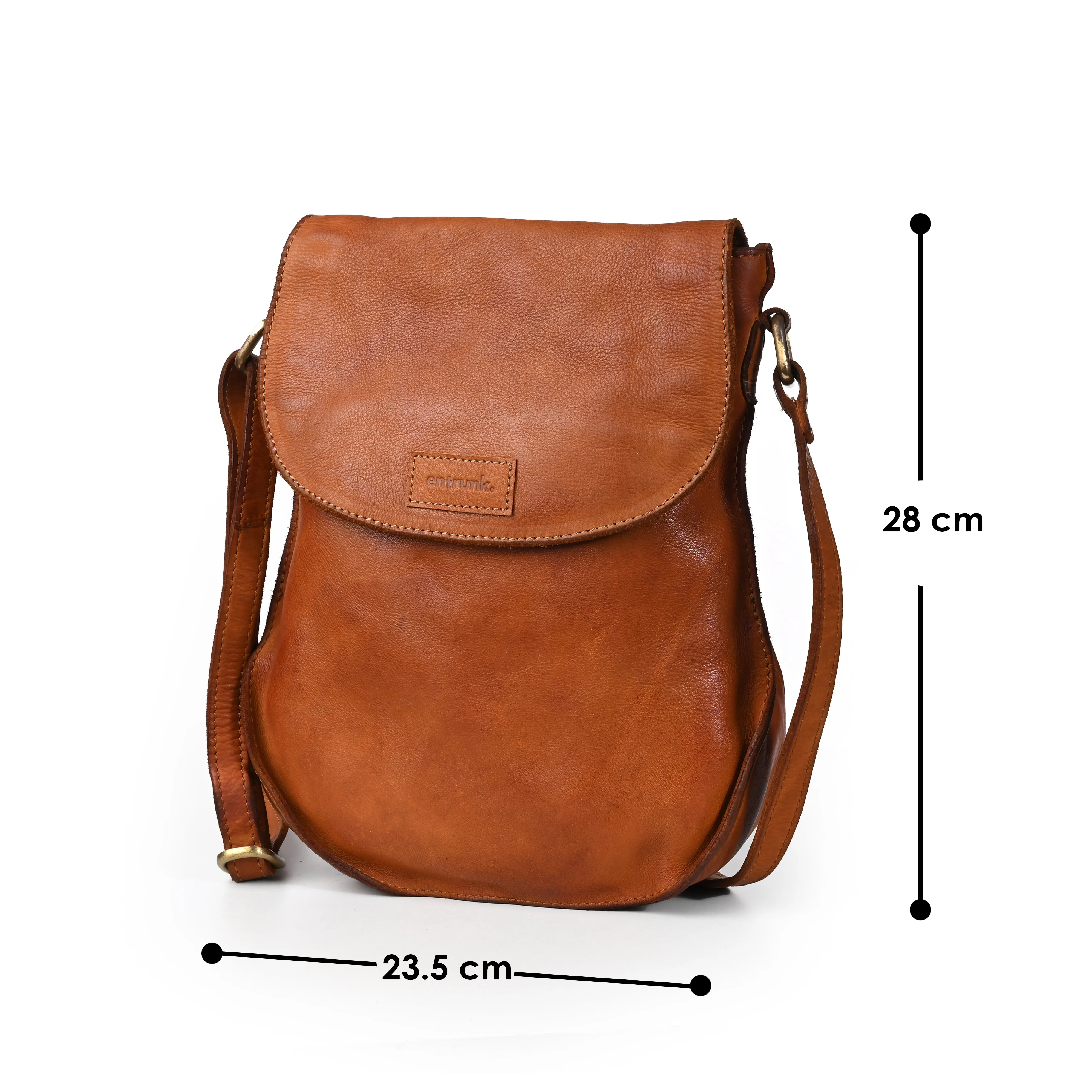 Genuine Premium Leather Made Casual Cross Body Sling Bag For Men And Women-Tan