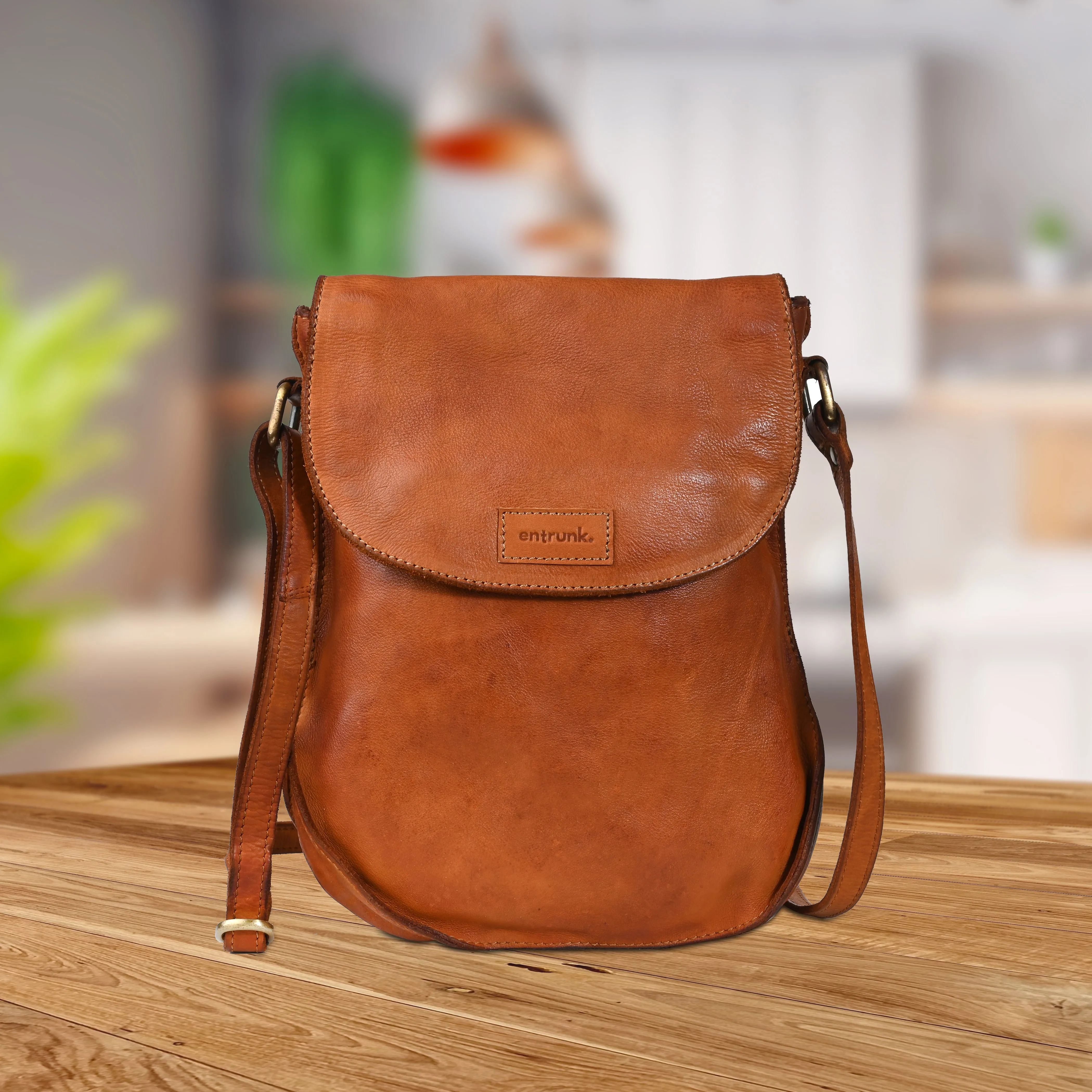 Genuine Premium Leather Made Casual Cross Body Sling Bag For Men And Women-Tan