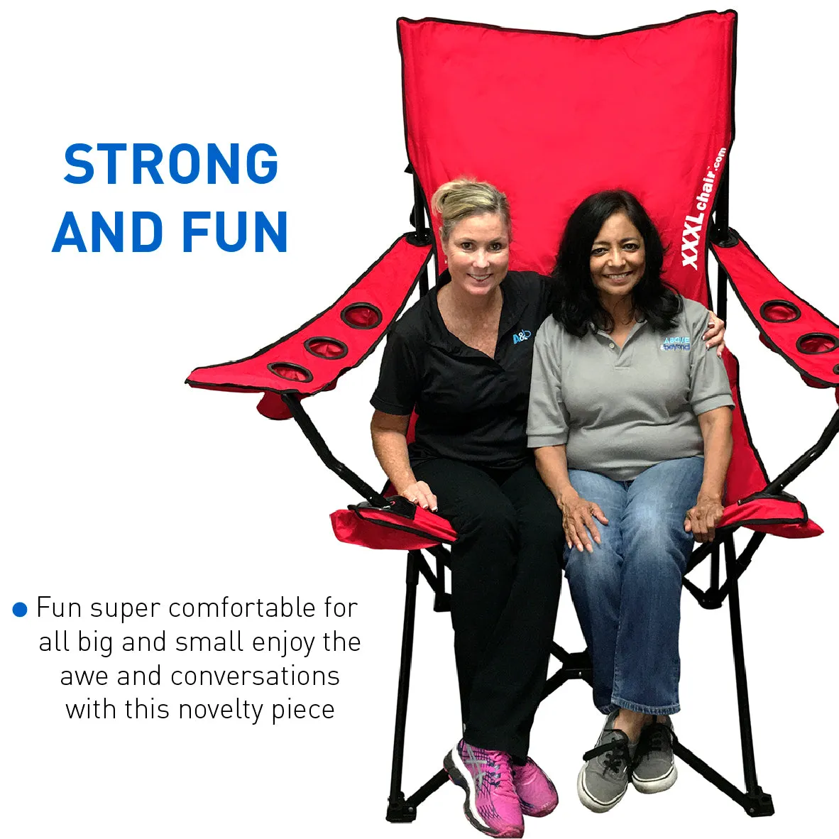 Giant Oversized Big XXXL Portable Folding Camping Beach Outdoor Chair with 6 Cup Holders! Fold Compact into Carry Bag