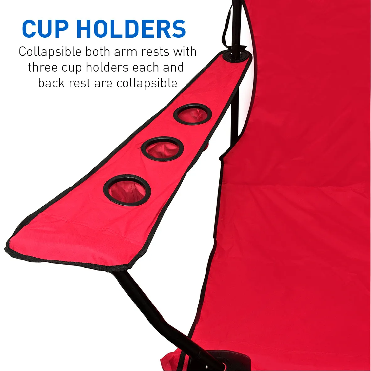 Giant Oversized Big XXXL Portable Folding Camping Beach Outdoor Chair with 6 Cup Holders! Fold Compact into Carry Bag