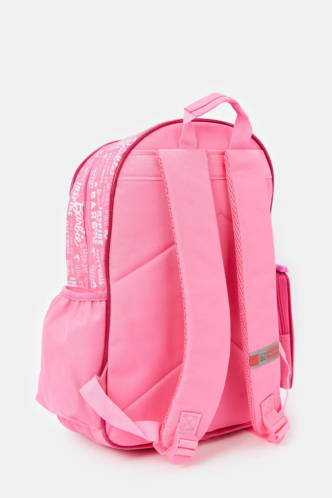 Girl Pink And Blue Barbie Print Backpack