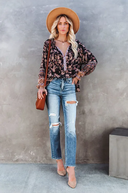 Giving Gorgeous Boho Print Long Sleeve Top