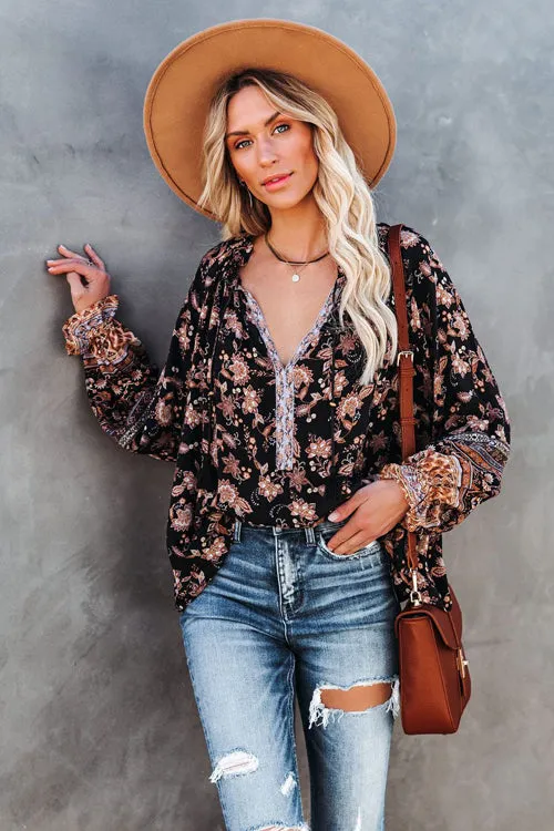 Giving Gorgeous Boho Print Long Sleeve Top