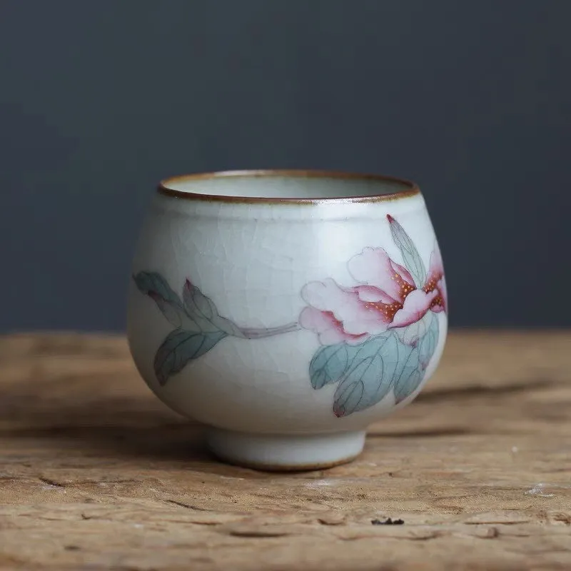 Gohobi Hand-painted Peony Tea Cup