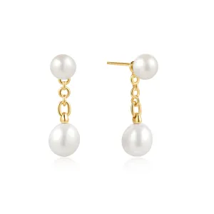 Gold Freshwater Pearl Stud Ear Jackets