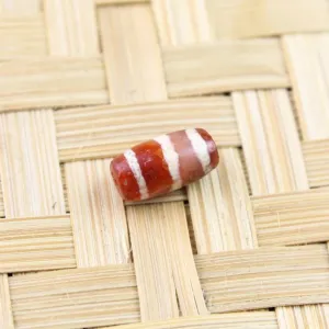 Gorgeous 3 Line Etched Carnelian Bead