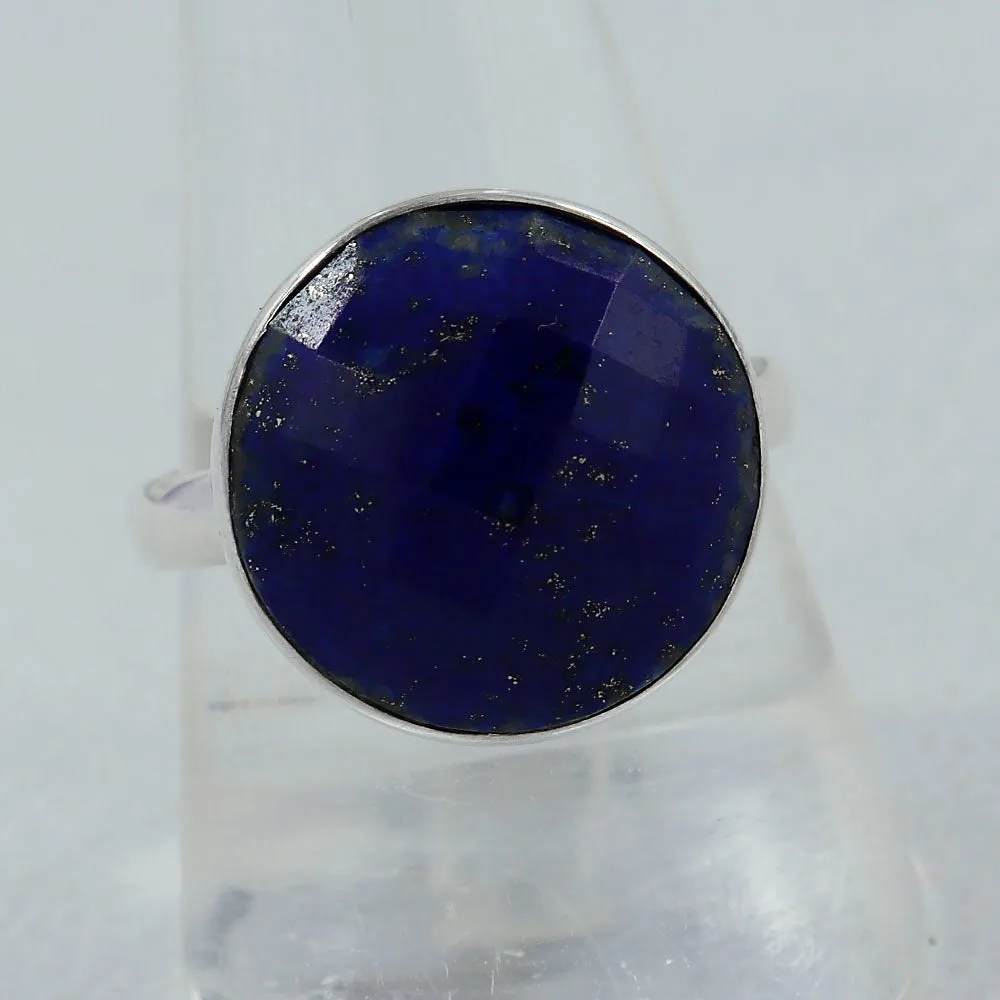 Gorgeous Checkerboard Cut Lapis Lazuli Ring