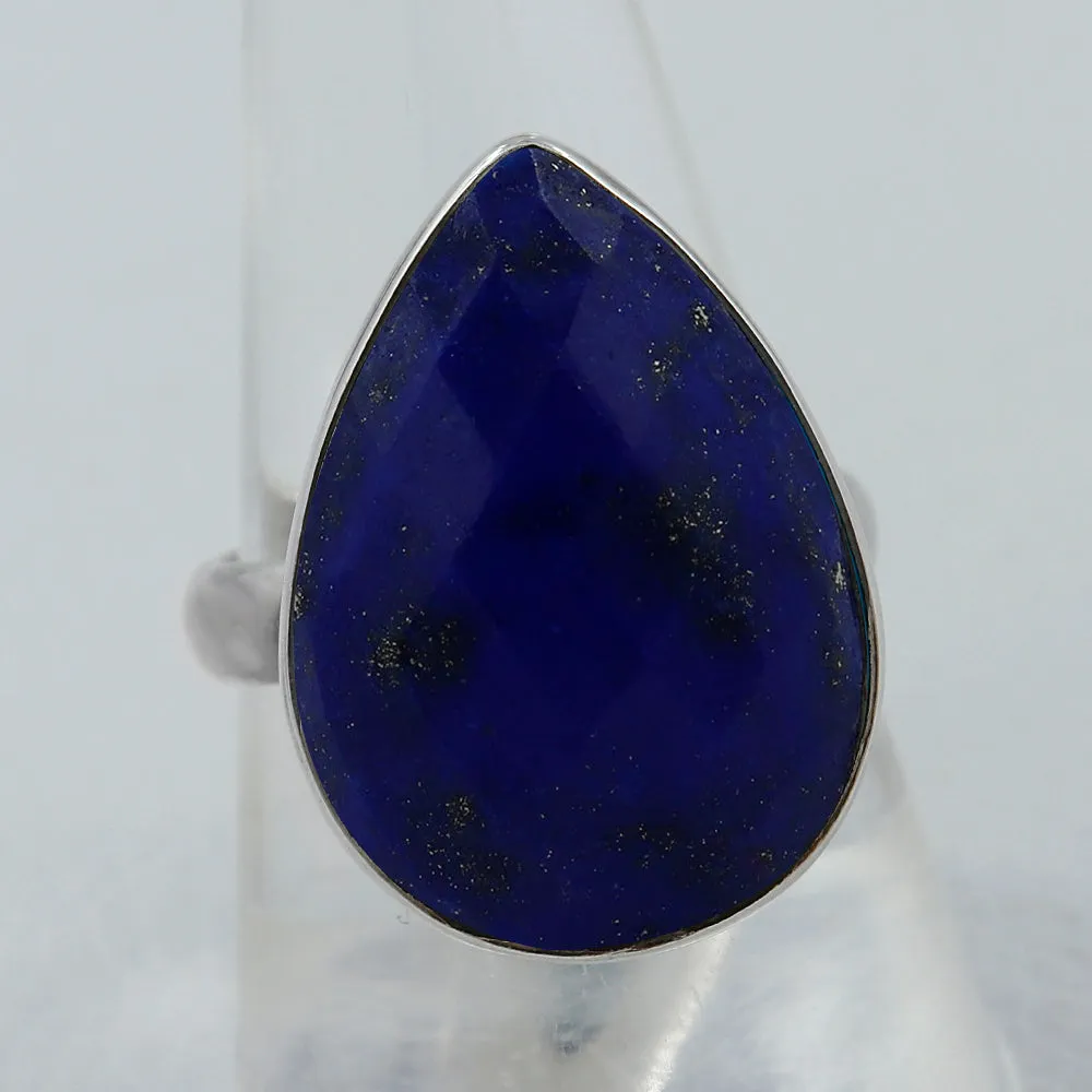 Gorgeous Checkerboard Cut Lapis Lazuli Ring