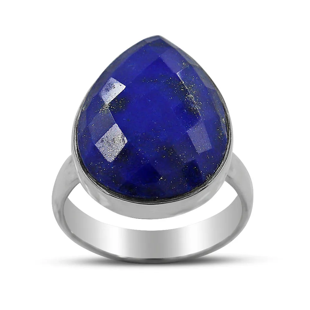 Gorgeous Checkerboard Cut Lapis Lazuli Ring