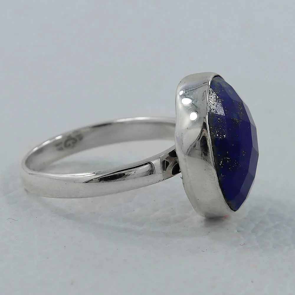 Gorgeous Checkerboard Cut Lapis Lazuli Ring